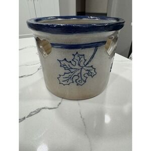 Eldreth Pottery Salt Glazed Crock‎ Candle Holder - Fall Themed